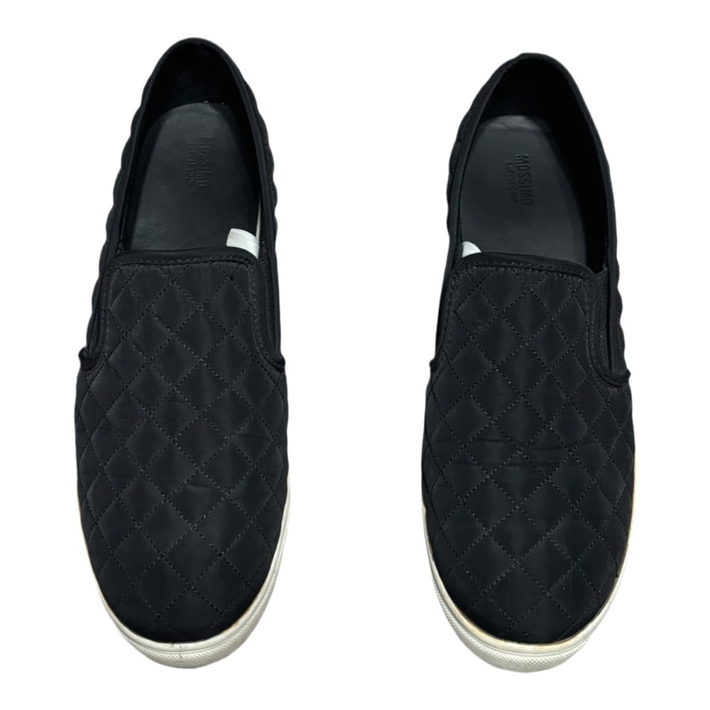 Black Quilted Slip-Ons with White Sole